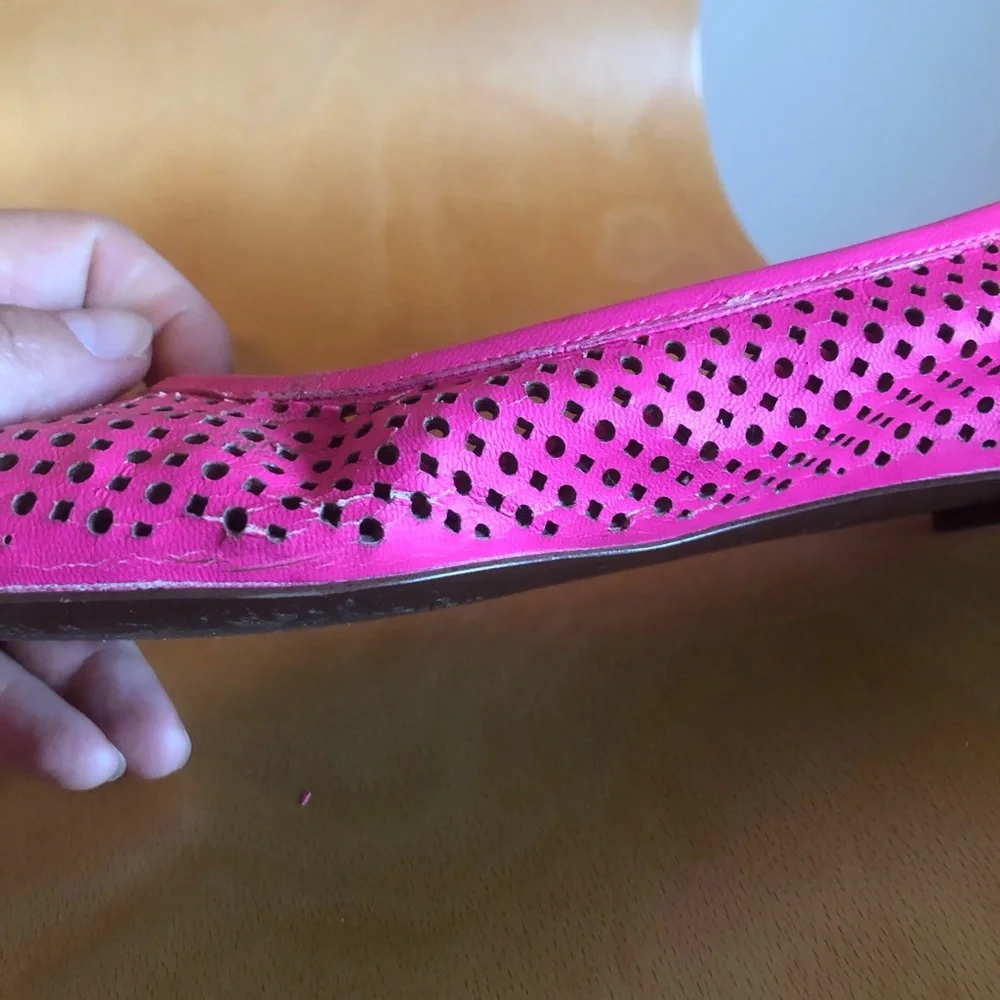 J. Crew Hot Pink Perforated Ballet Flats with Bow